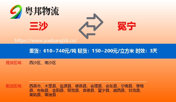 三沙到冕宁县物流专线名片
