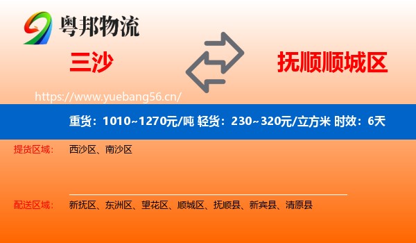 三沙到顺城区物流专线名片