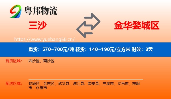 三沙到婺城区物流专线名片