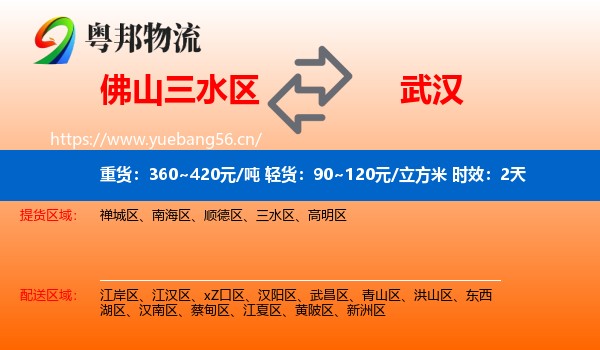 佛山三水区到武汉物流专线名片