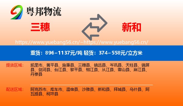 三穗到新和县物流