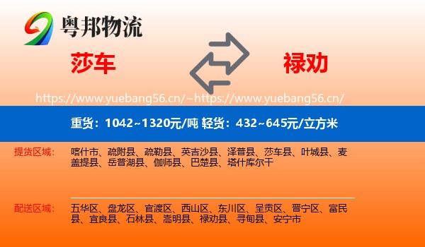 莎车到禄劝县物流