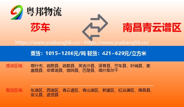 莎车到青云谱区物流