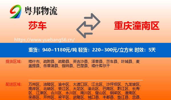 莎车到潼南区物流专线名片