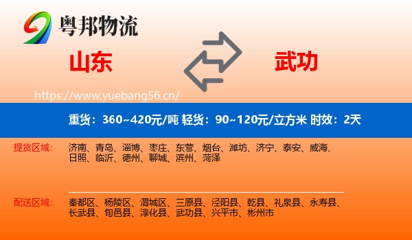 山东到武功县物流专线名片