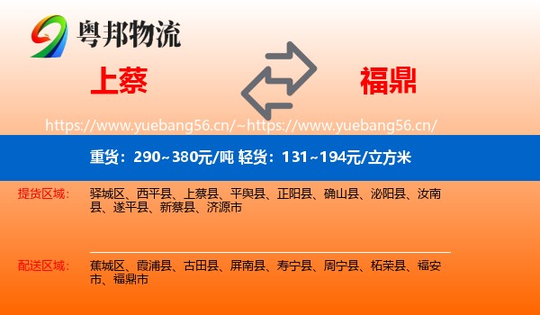 上蔡到福鼎市物流