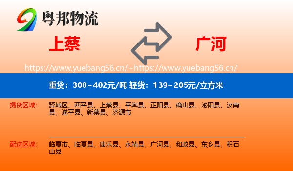 上蔡到广河县物流