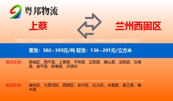 上蔡到西固区物流