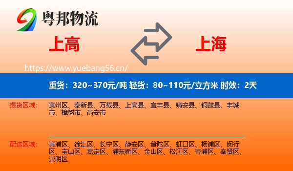 上高到上海物流专线名片