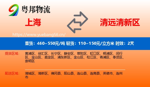 上海到清新区物流专线名片