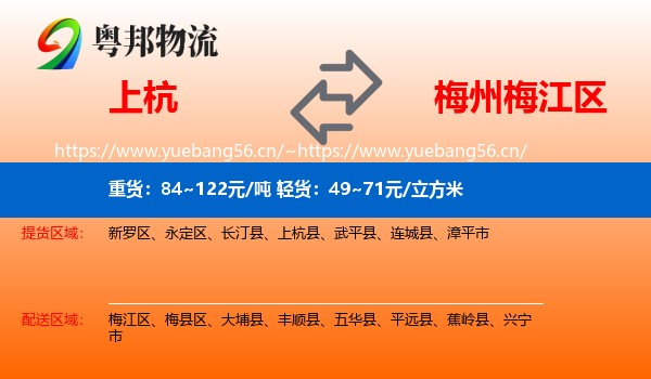 上杭到梅江区物流