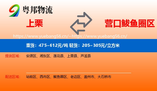 上栗到鲅鱼圈区物流
