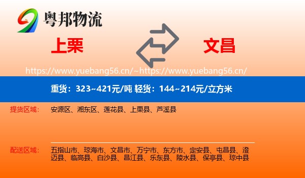 上栗到文昌市物流
