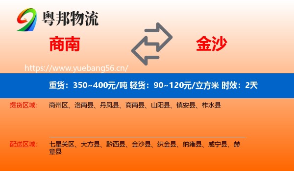 商南到金沙县物流专线名片