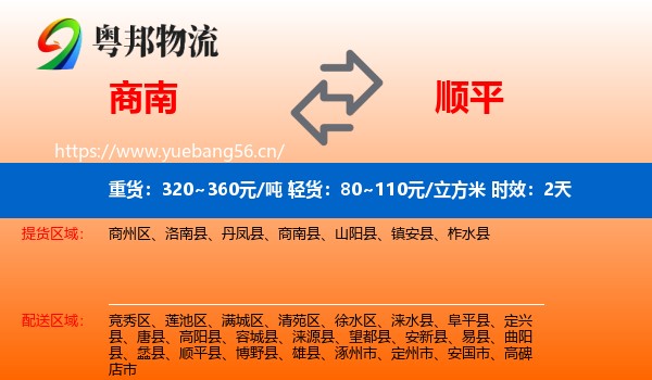 商南到顺平县物流专线名片