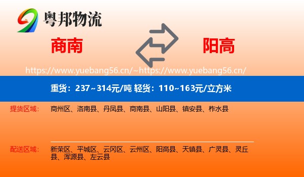 商南到阳高县物流
