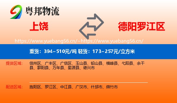 上饶到罗江区物流
