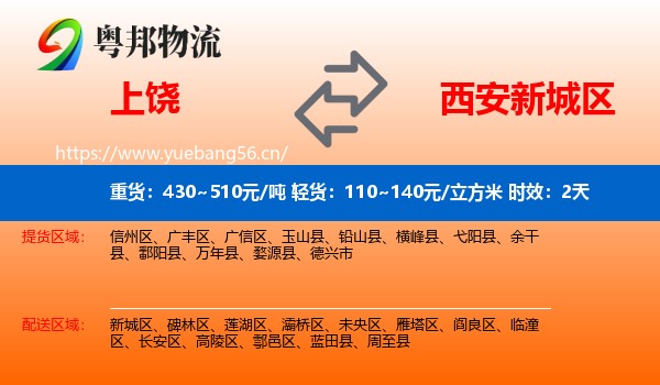 上饶到新城区物流专线名片