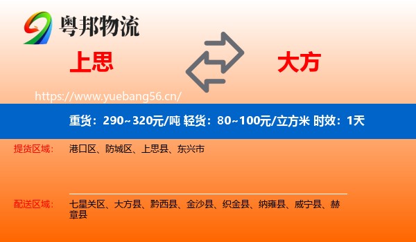 上思到大方县物流专线名片