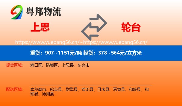 上思到轮台县物流