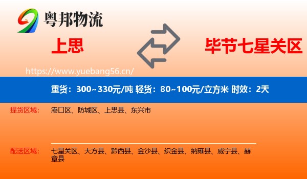 上思到七星关区物流专线名片