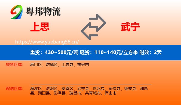上思到武宁县物流专线名片