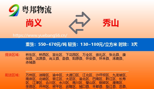 尚义到秀山县物流专线名片