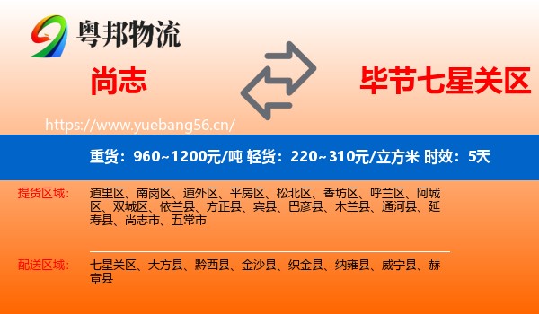 尚志到七星关区物流专线名片