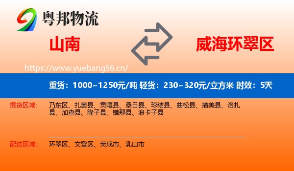 山南到环翠区物流专线名片