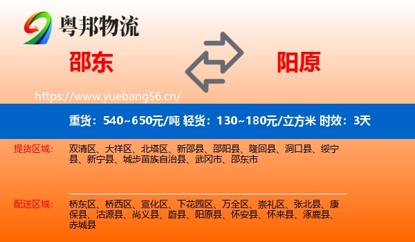 邵东到阳原县物流专线名片