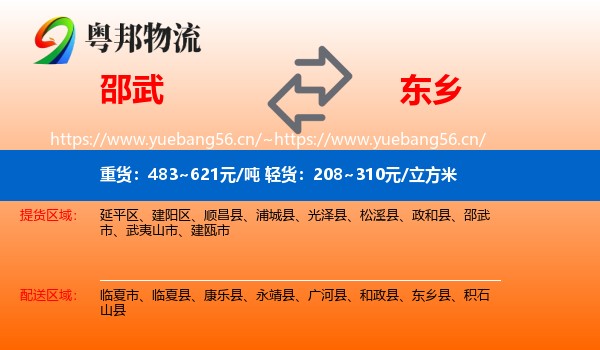 邵武到东乡县物流