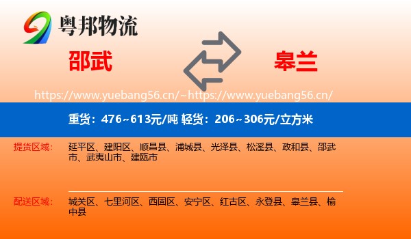 邵武到皋兰县物流