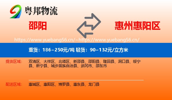 邵阳到惠阳区物流