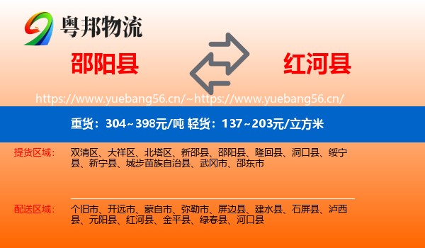 邵阳县到红河县物流