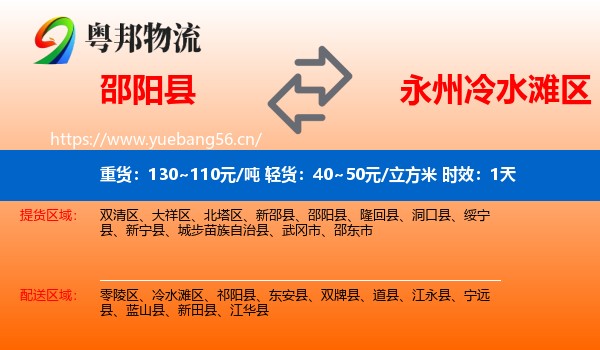 邵阳县到冷水滩区物流专线名片