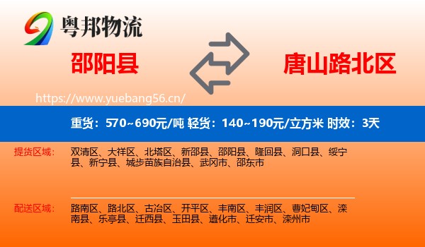 邵阳县到路北区物流专线名片