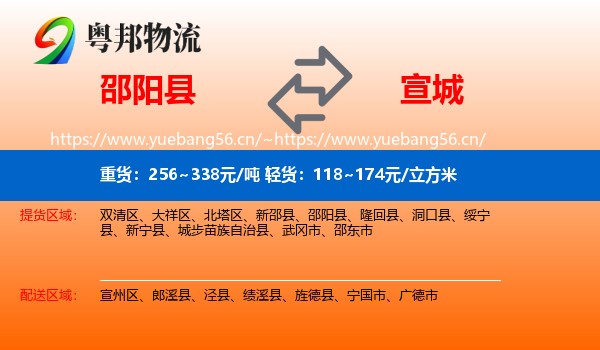 邵阳县到宣城物流专线