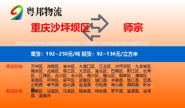 重庆沙坪坝区到师宗县物流