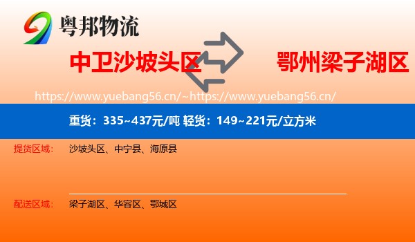 中卫沙坡头区到梁子湖区物流