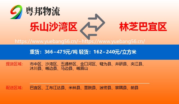 乐山沙湾区到巴宜区物流
