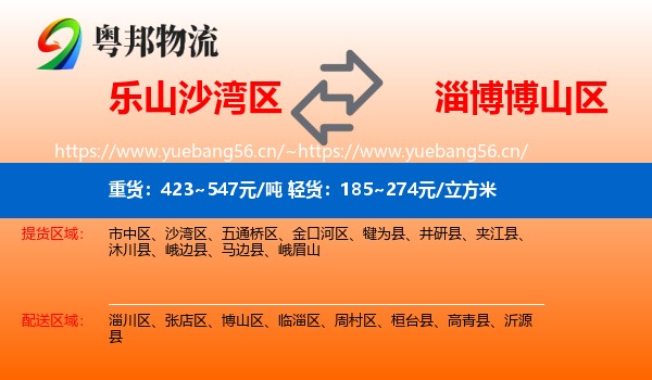 乐山沙湾区到博山区物流