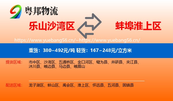 乐山沙湾区到淮上区物流
