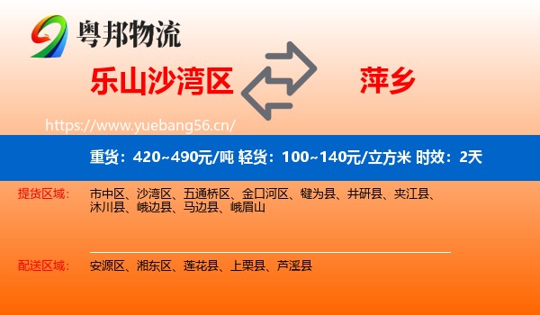 乐山沙湾区到萍乡物流专线名片