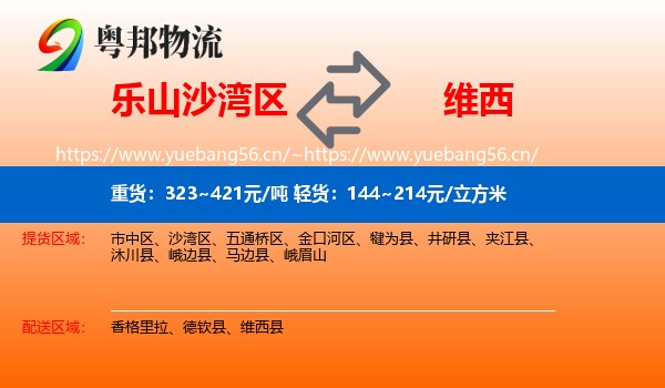 乐山沙湾区到维西县物流