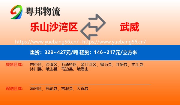 乐山沙湾区到武威物流