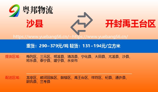 沙县到禹王台区物流
