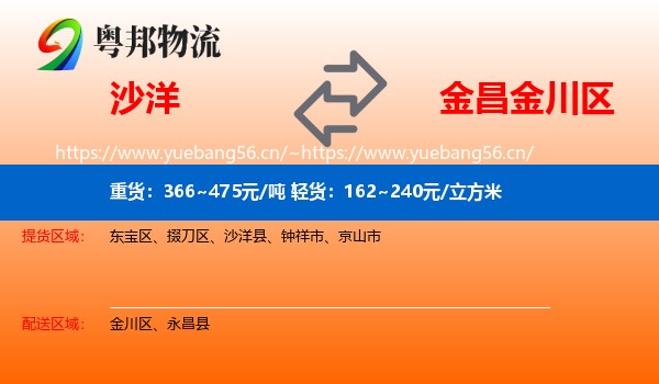 沙洋到金川区物流