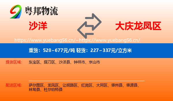 沙洋到龙凤区物流