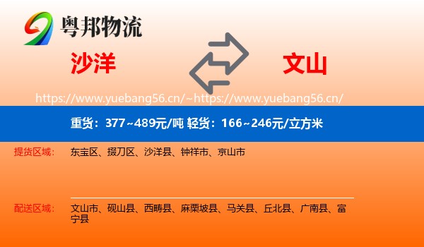 沙洋到文山物流