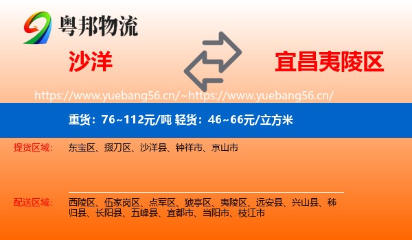 沙洋到夷陵区物流